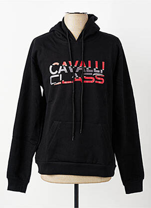 Sweat-shirt à capuche poches manches longues noir CAVALLI homme