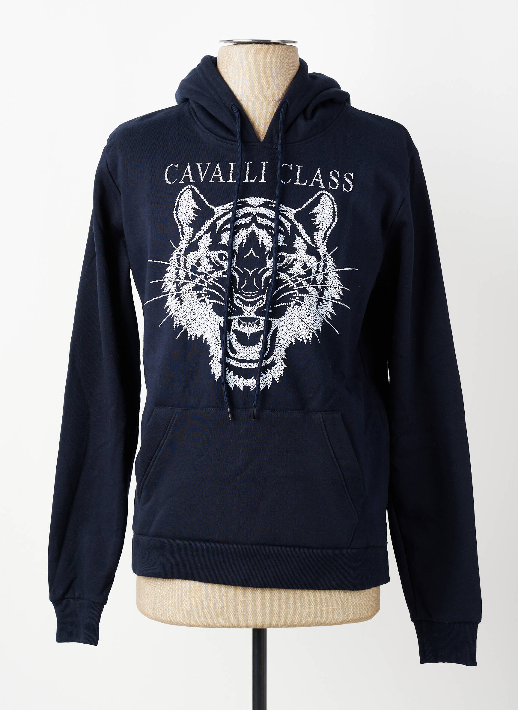 Sweat-shirt à capuche poches manches longues bleu CAVALLI homme