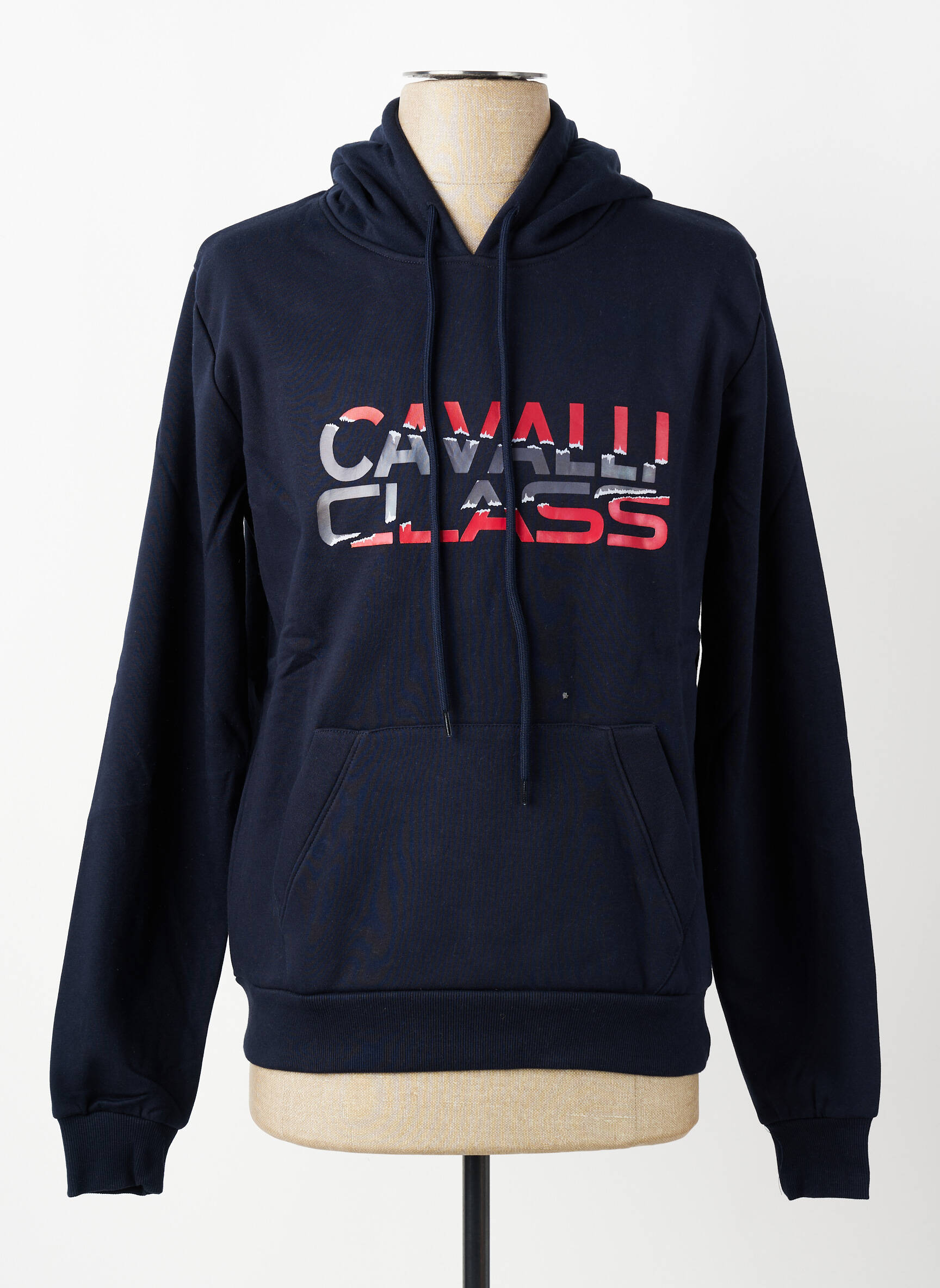 Sweat-shirt à capuche poches manches longues bleu CAVALLI homme