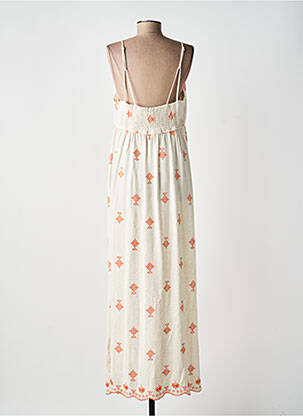 Robe longue imprimé fantaisie fines bretelles beige GRACE & MILA femme