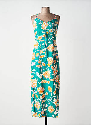 Robe longue imprimé fantaisie fines bretelles vert GRACE & MILA femme