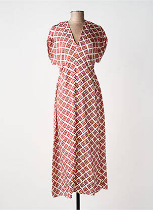 Robe longue imprimé fantaisie manches courtes rose ANGE femme