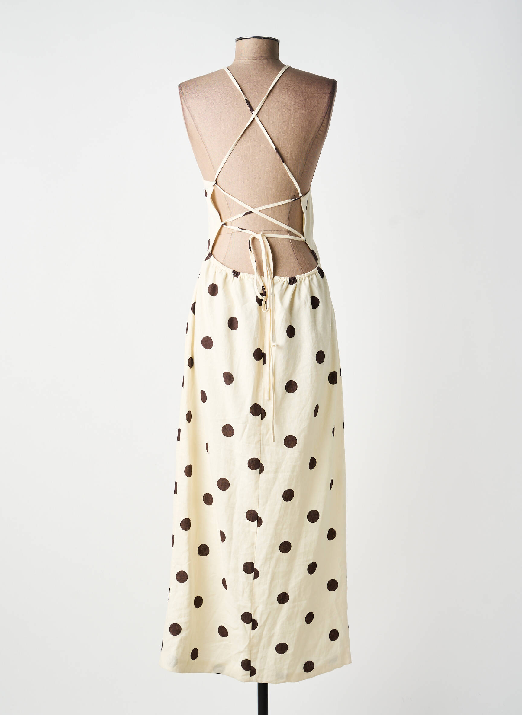 Robe longue sans manche sans manche beige GRACE & MILA femme