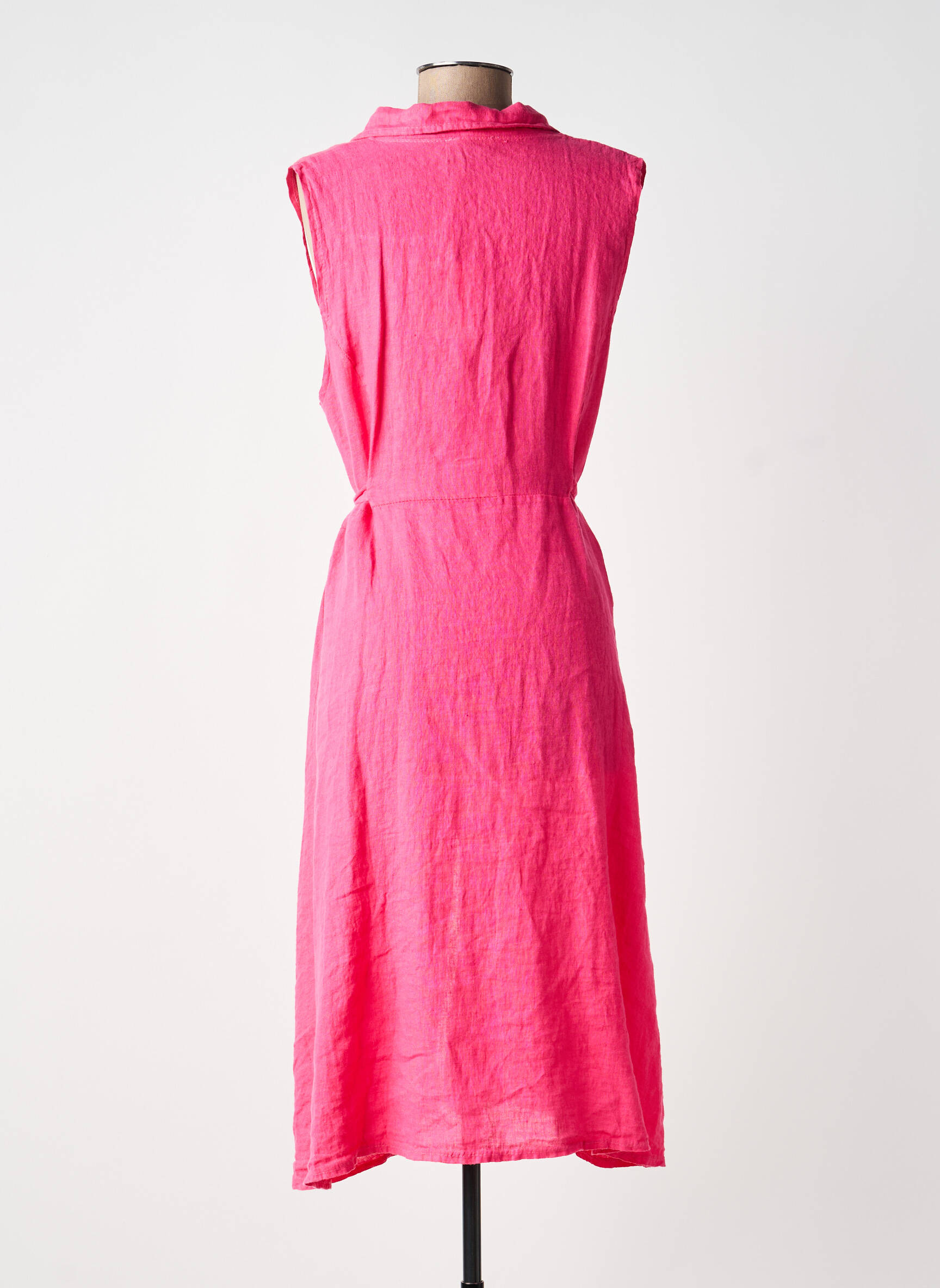 Robe mi-longue sans manche sans manche rose MADE IN ITALY femme