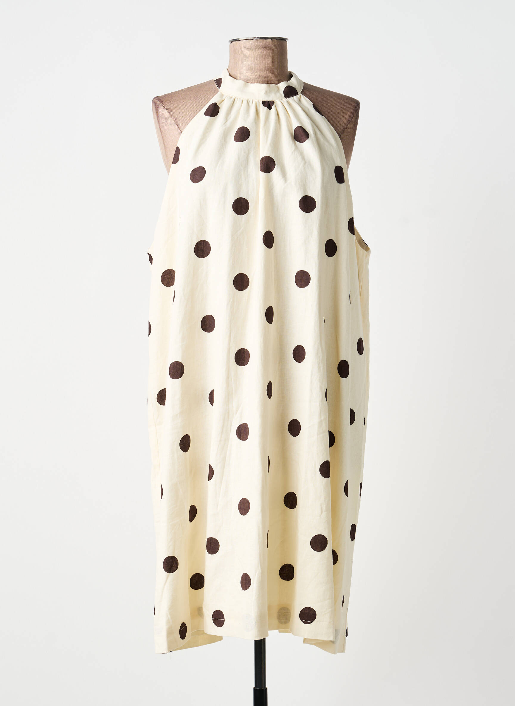 Robe courte sans manche sans manche beige GRACE & MILA femme