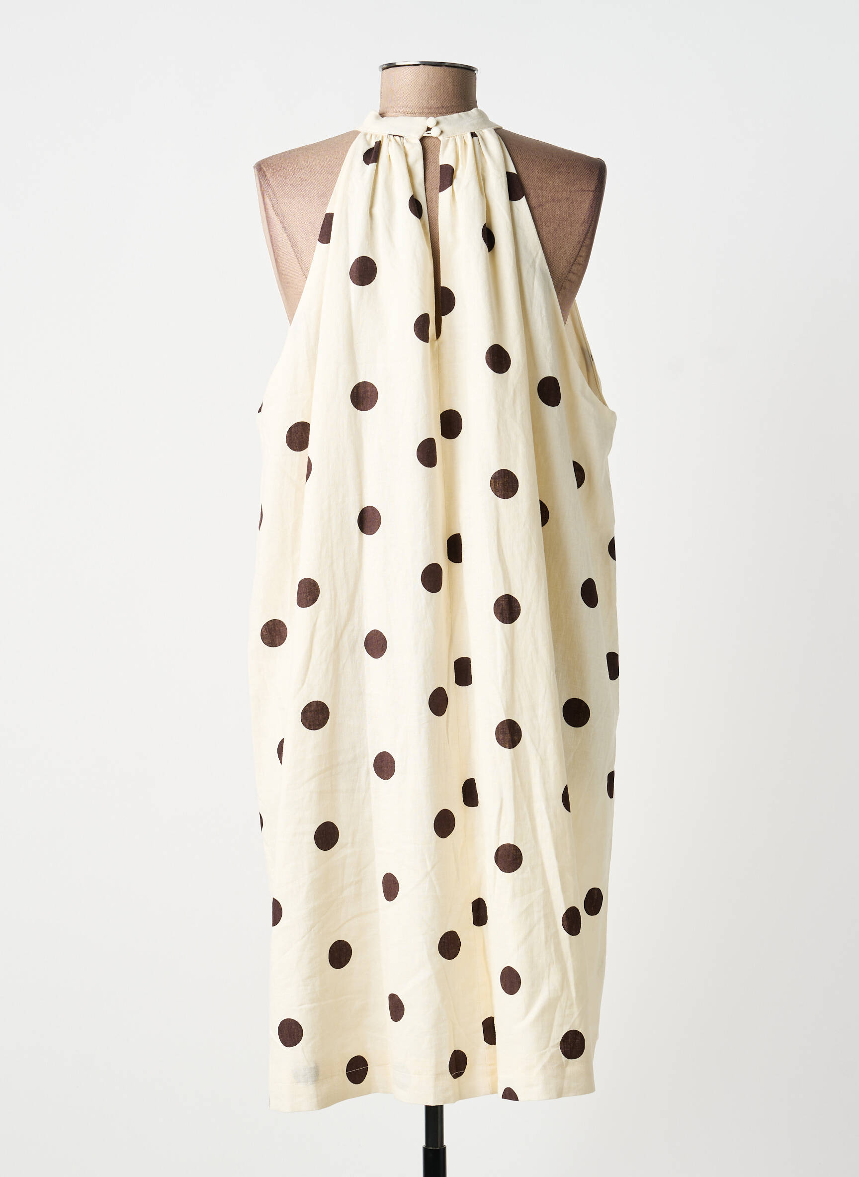 Robe courte sans manche sans manche beige GRACE & MILA femme
