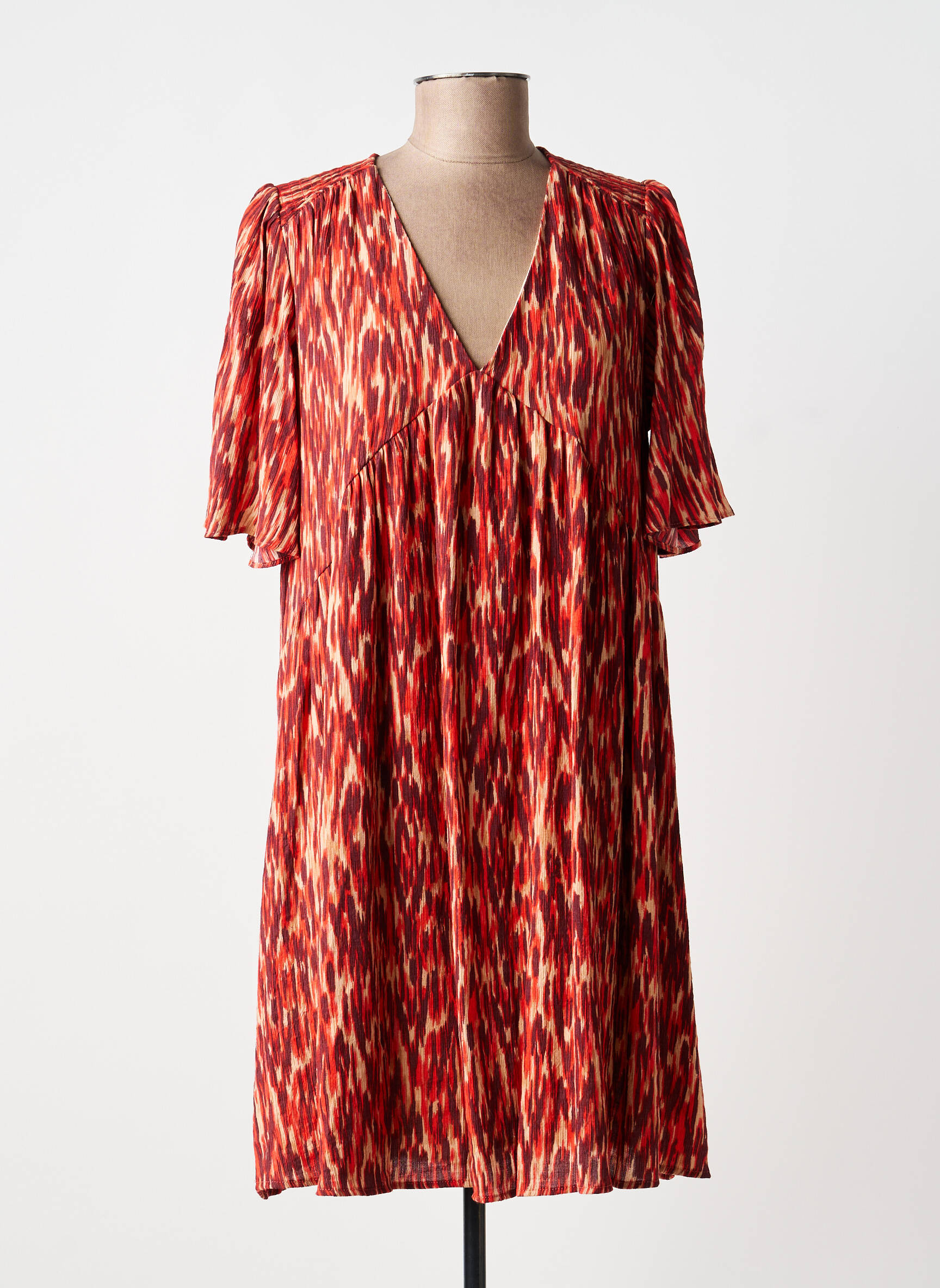 Robe courte manches courtes manches courtes orange GRACE & MILA femme