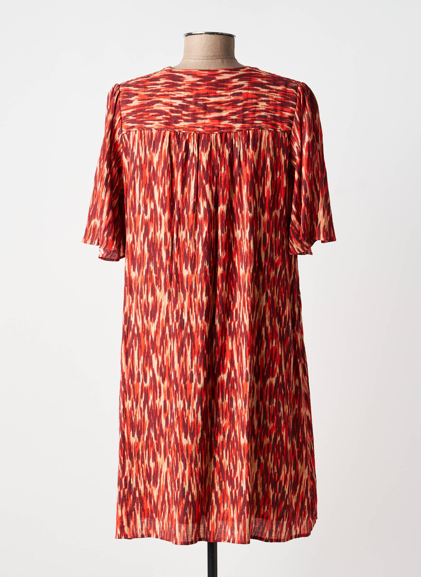 Robe courte manches courtes manches courtes orange GRACE & MILA femme