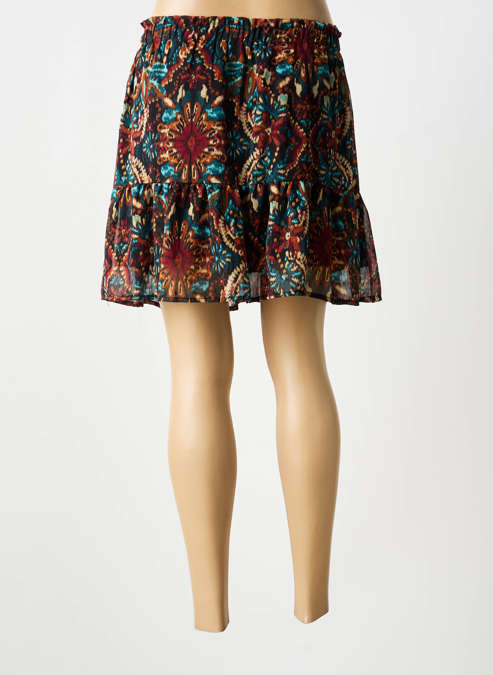 Jupe courte taille élastique marron LILI & LALA femme
