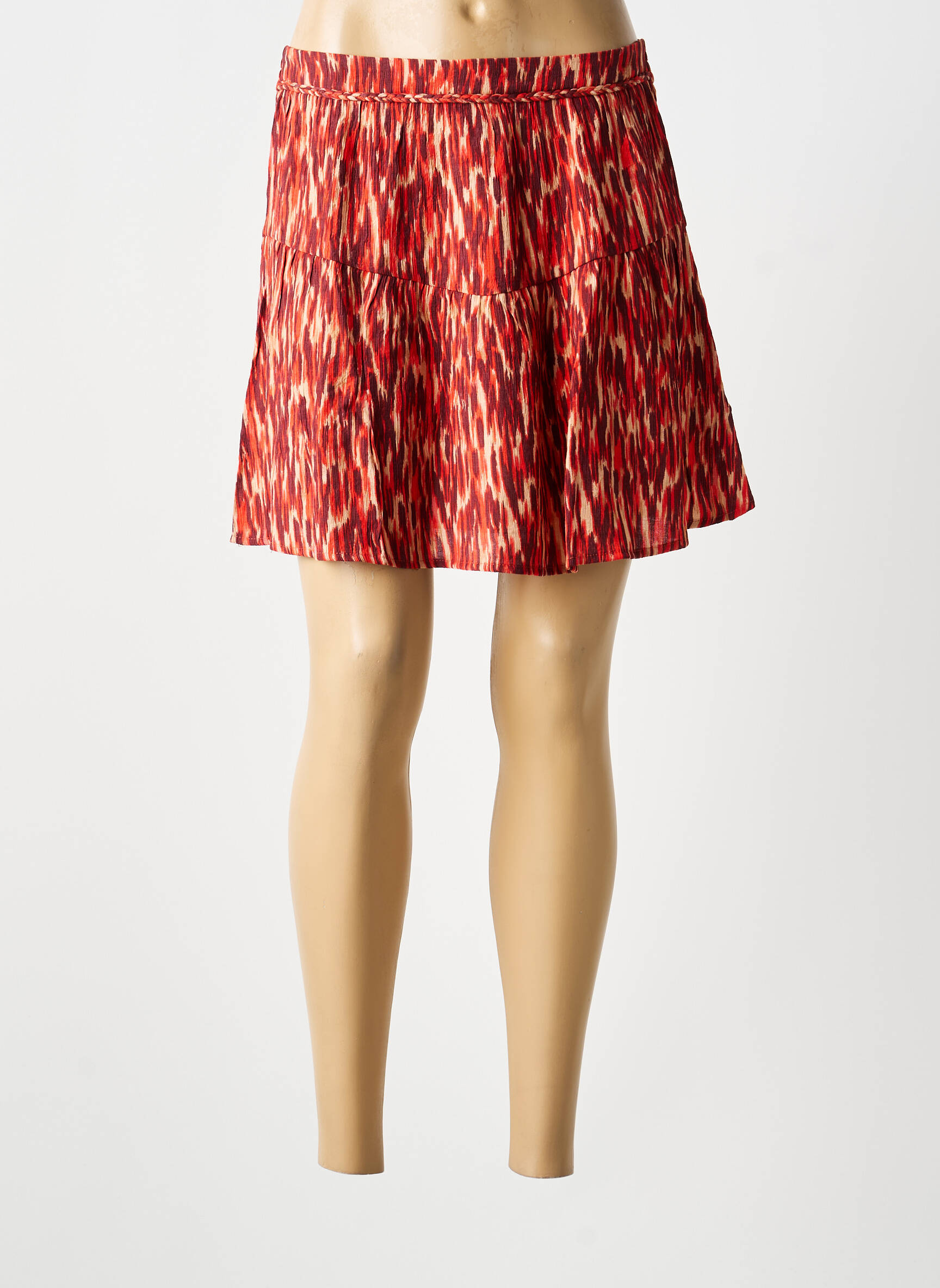 Jupe courte coupe droite marron GRACE & MILA femme