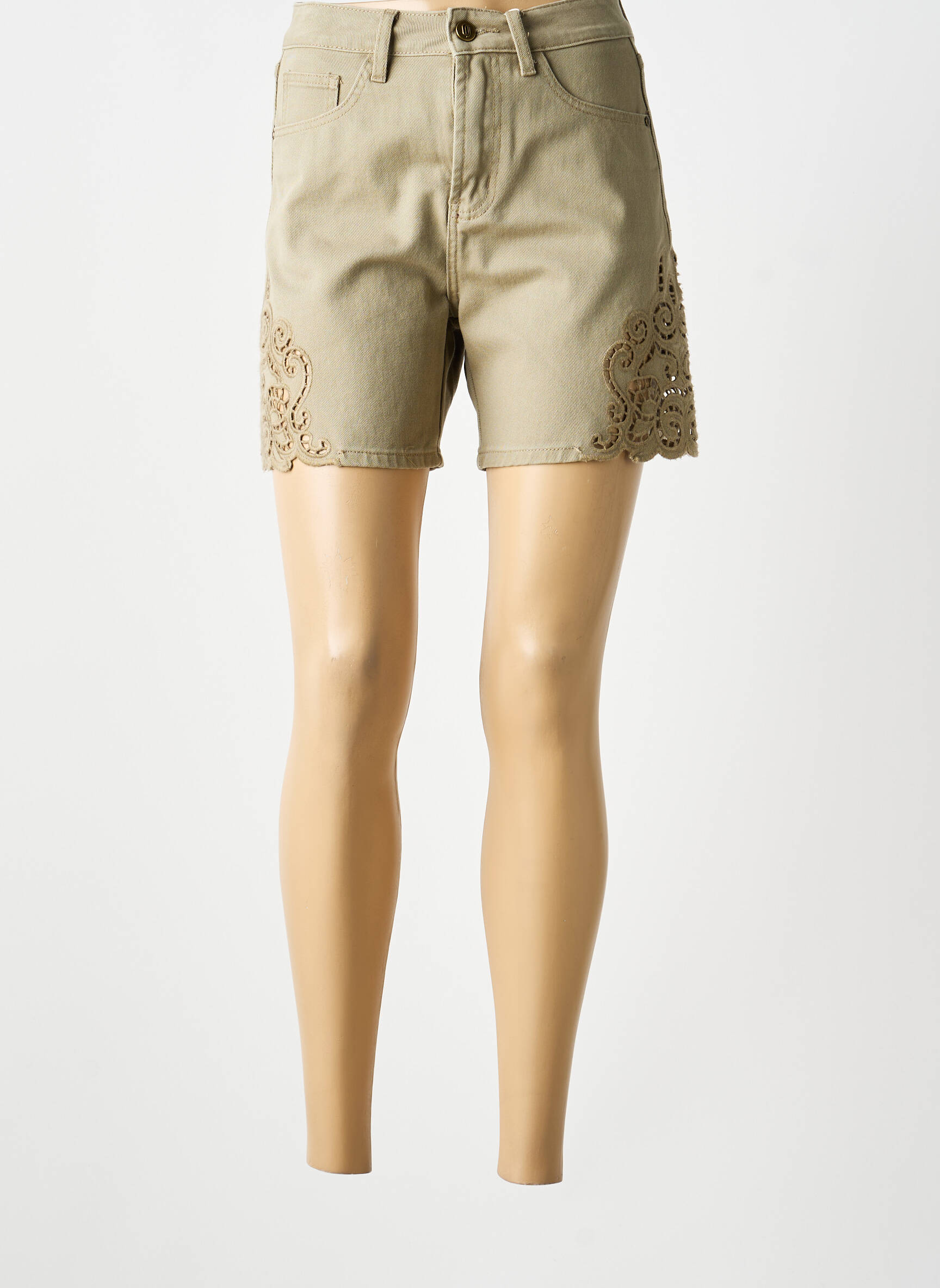 Short tissage denim taille normale vert ORAIJE femme