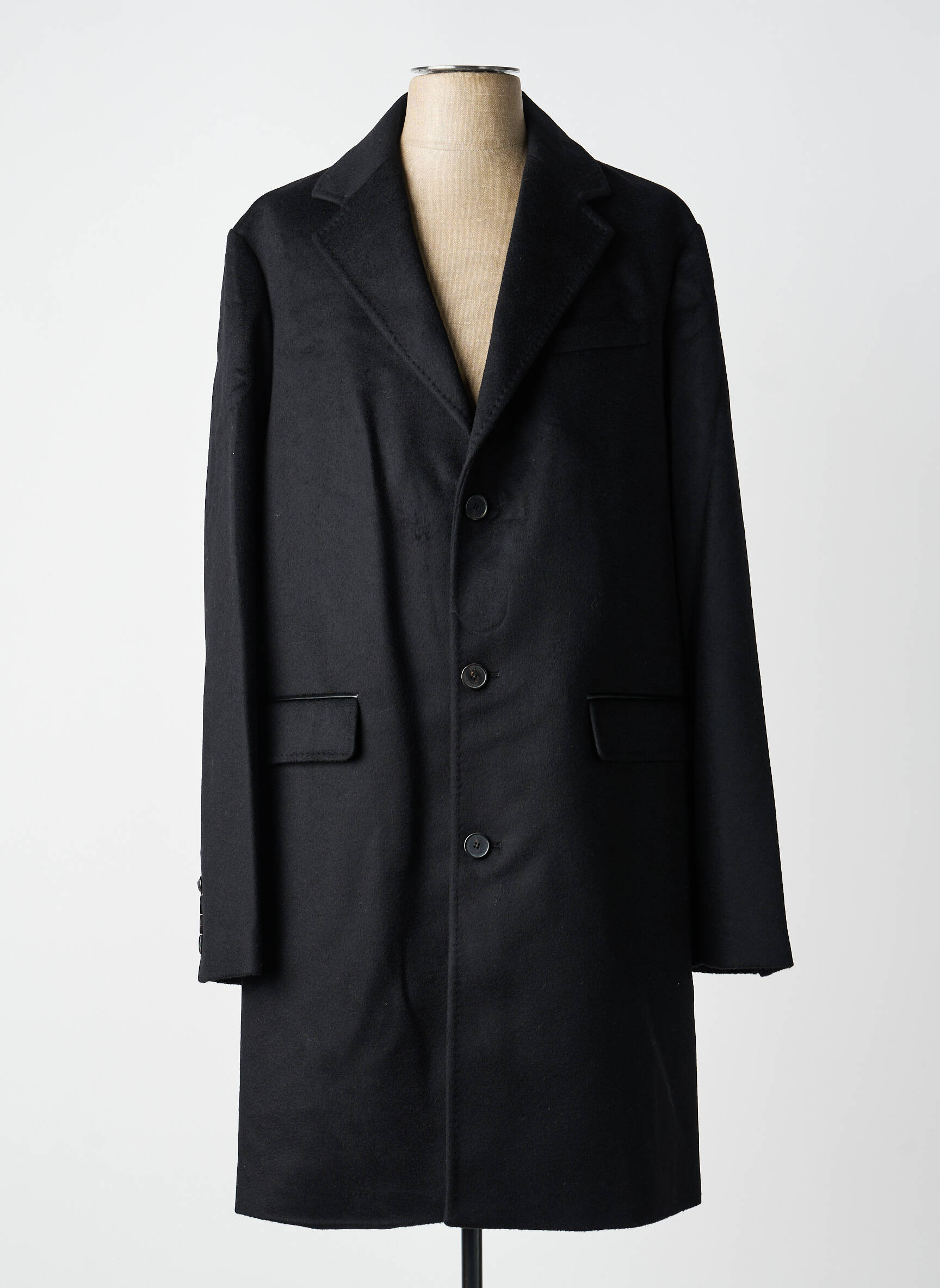 Manteau long coupe droite sans capuche noir THE KOOPLES homme