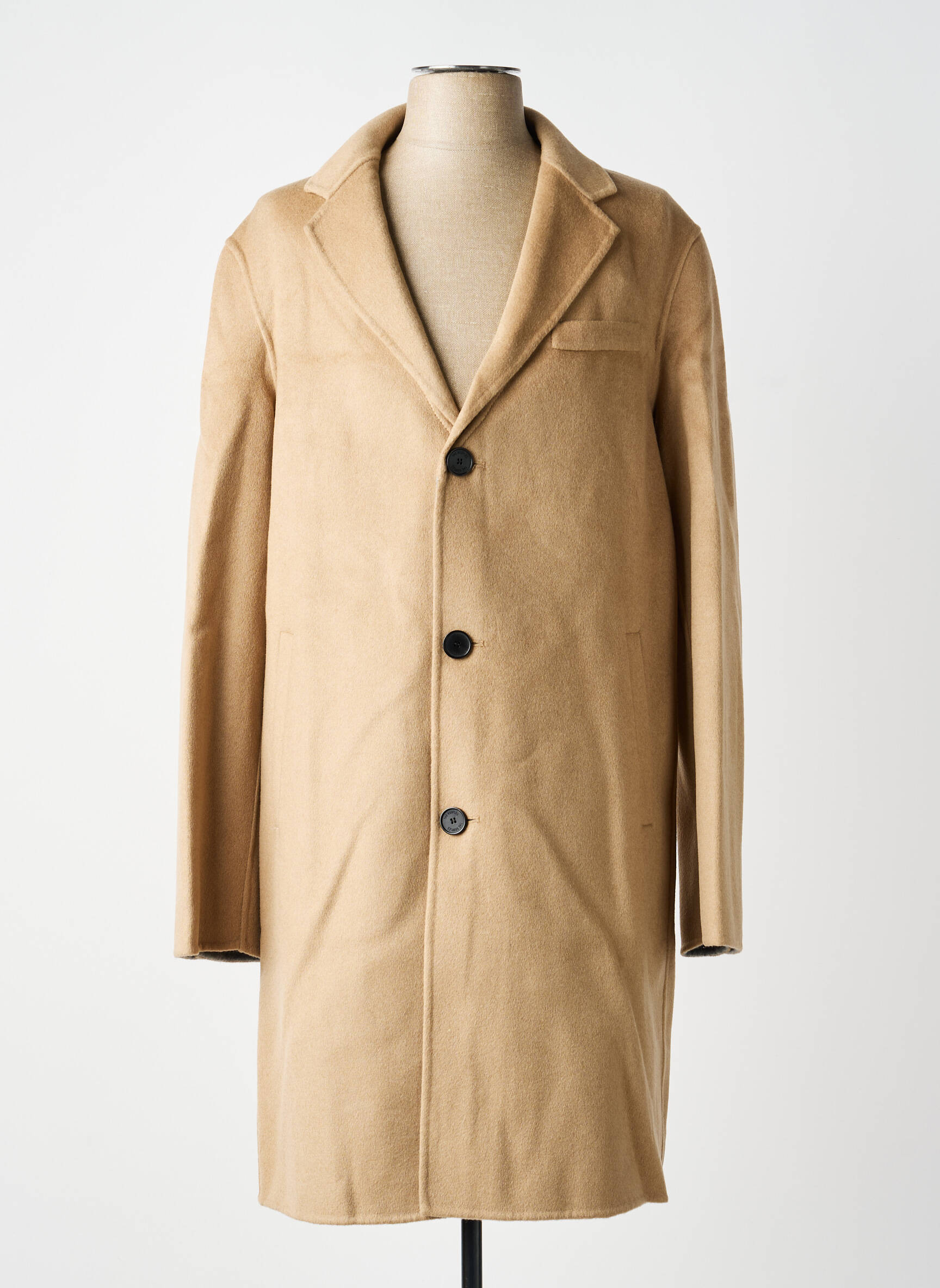 Manteau long coupe droite sans capuche beige THE KOOPLES homme