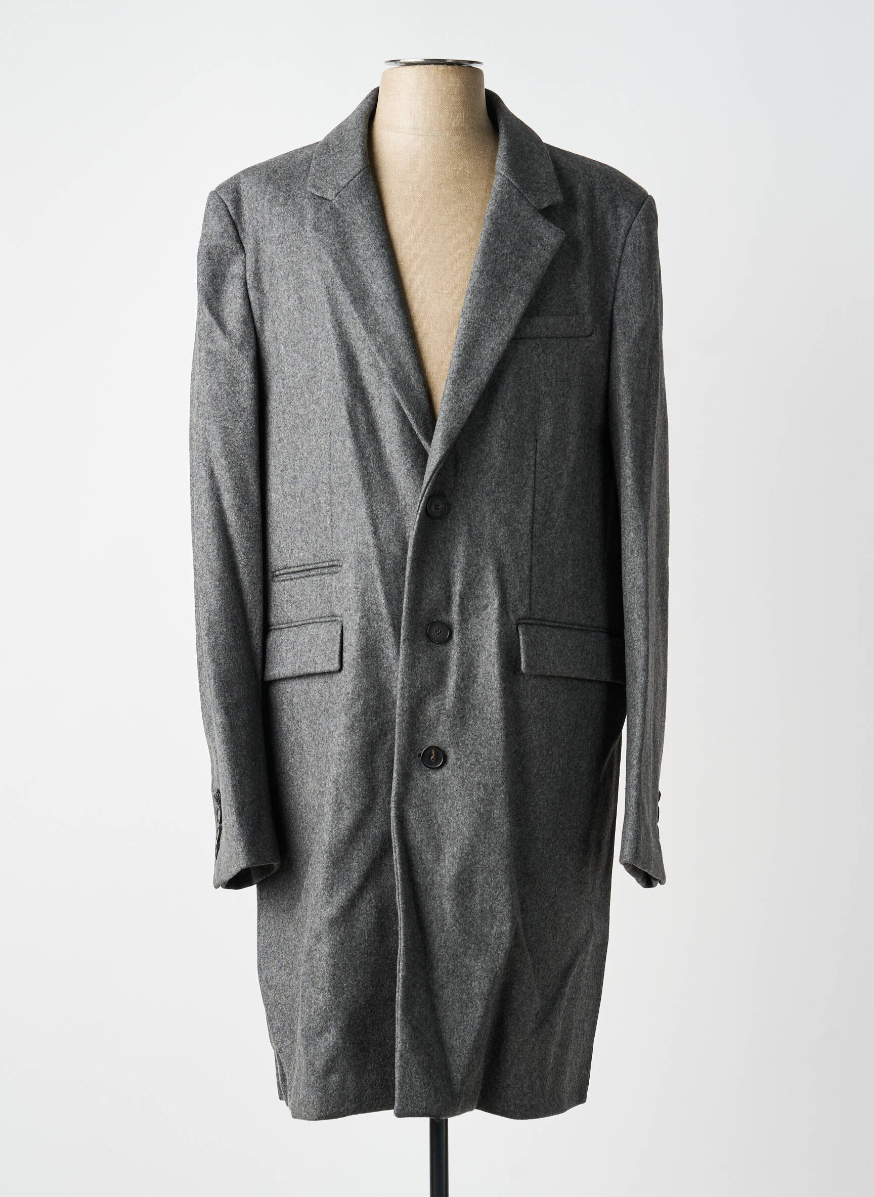 Manteau long coupe droite sans capuche gris THE KOOPLES homme