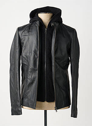 Veste en cuir poches noir IKKS homme