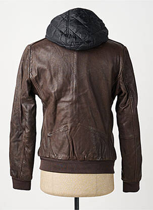 Veste en cuir poches marron IKKS homme