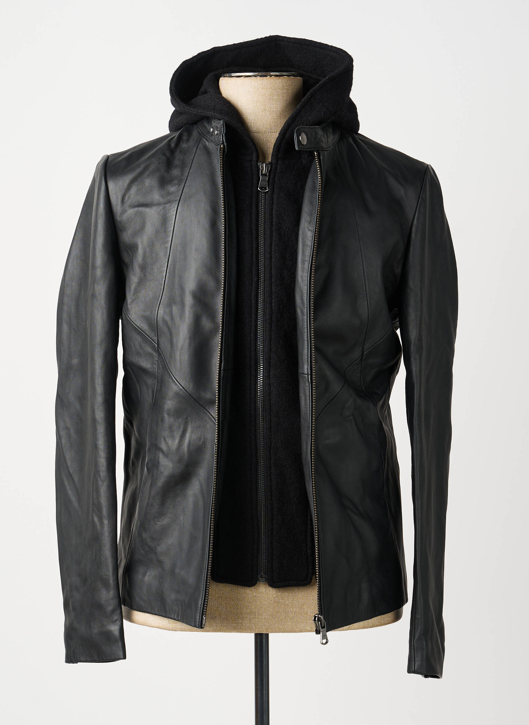 Veste en cuir poches noir IKKS homme