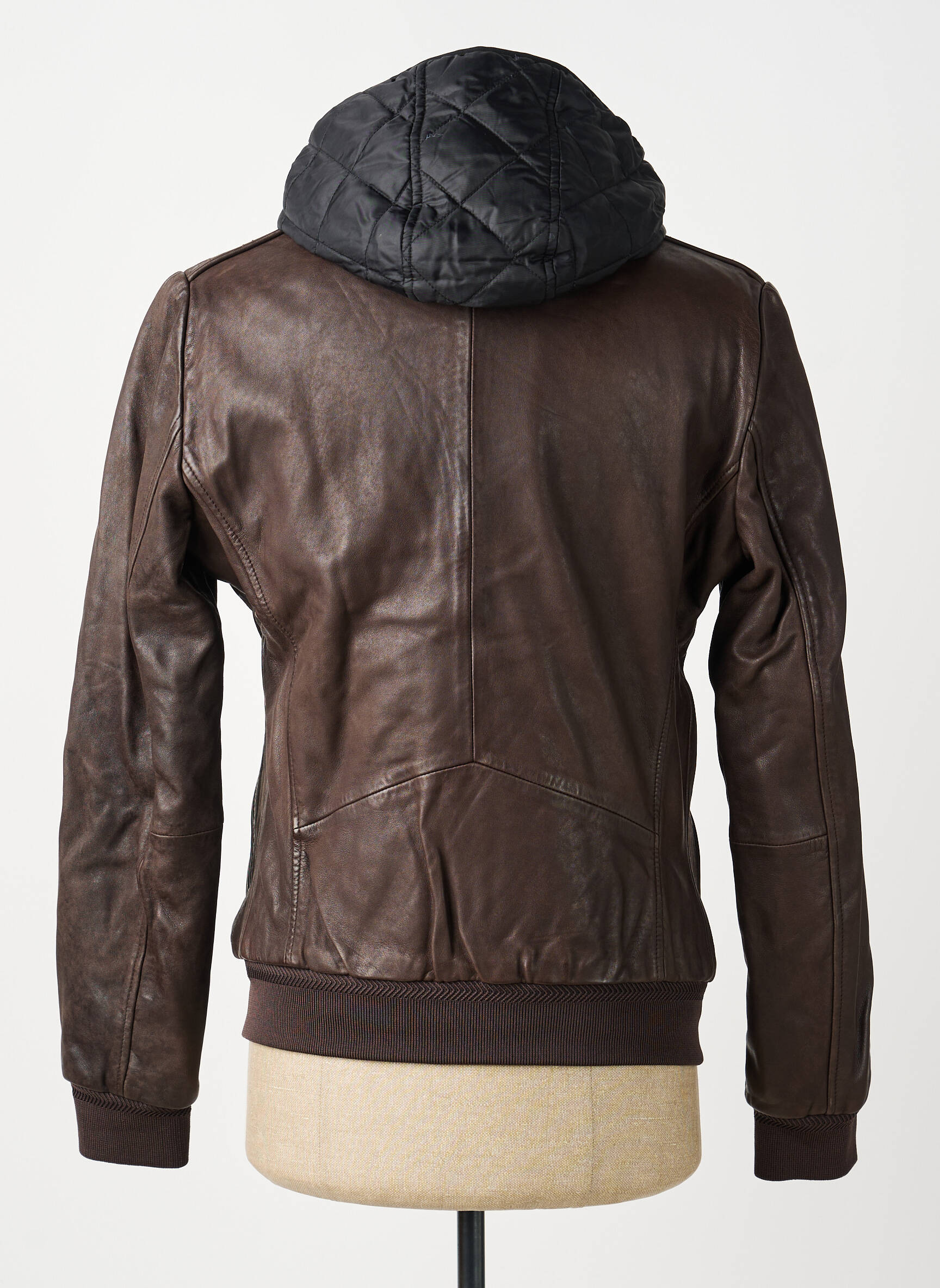 Veste en cuir poches marron IKKS homme