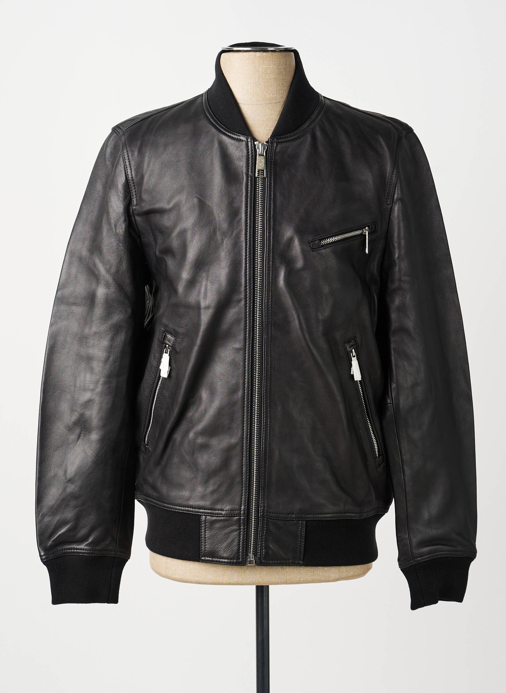 Veste en cuir poches noir THE KOOPLES homme