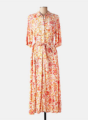 Robe longue imprimé fleurs manches 3/4 beige CREAM femme