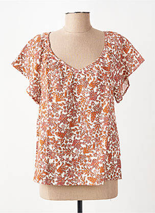 Blouse imprimé fleurs manches courtes beige C'EST BEAU LA VIE femme