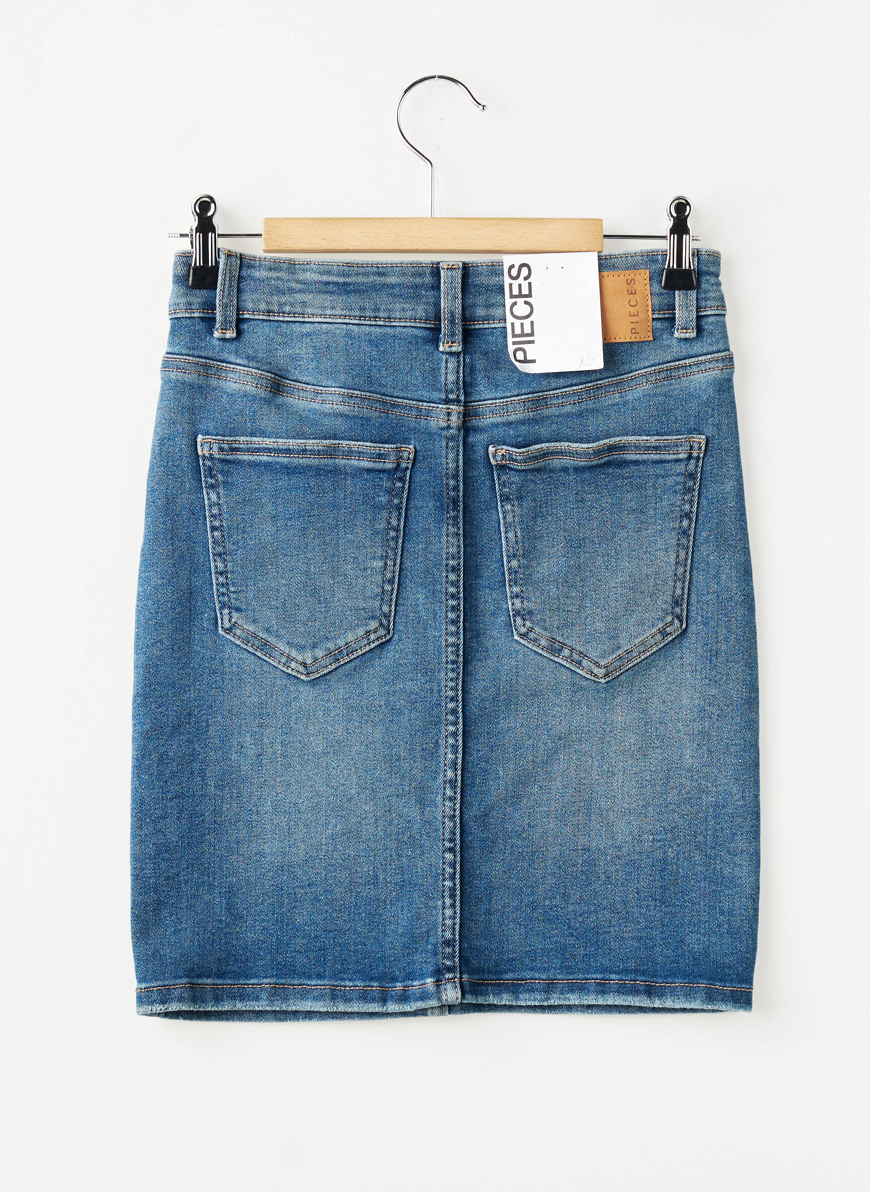 Jupe courte poches bleu PIECES femme