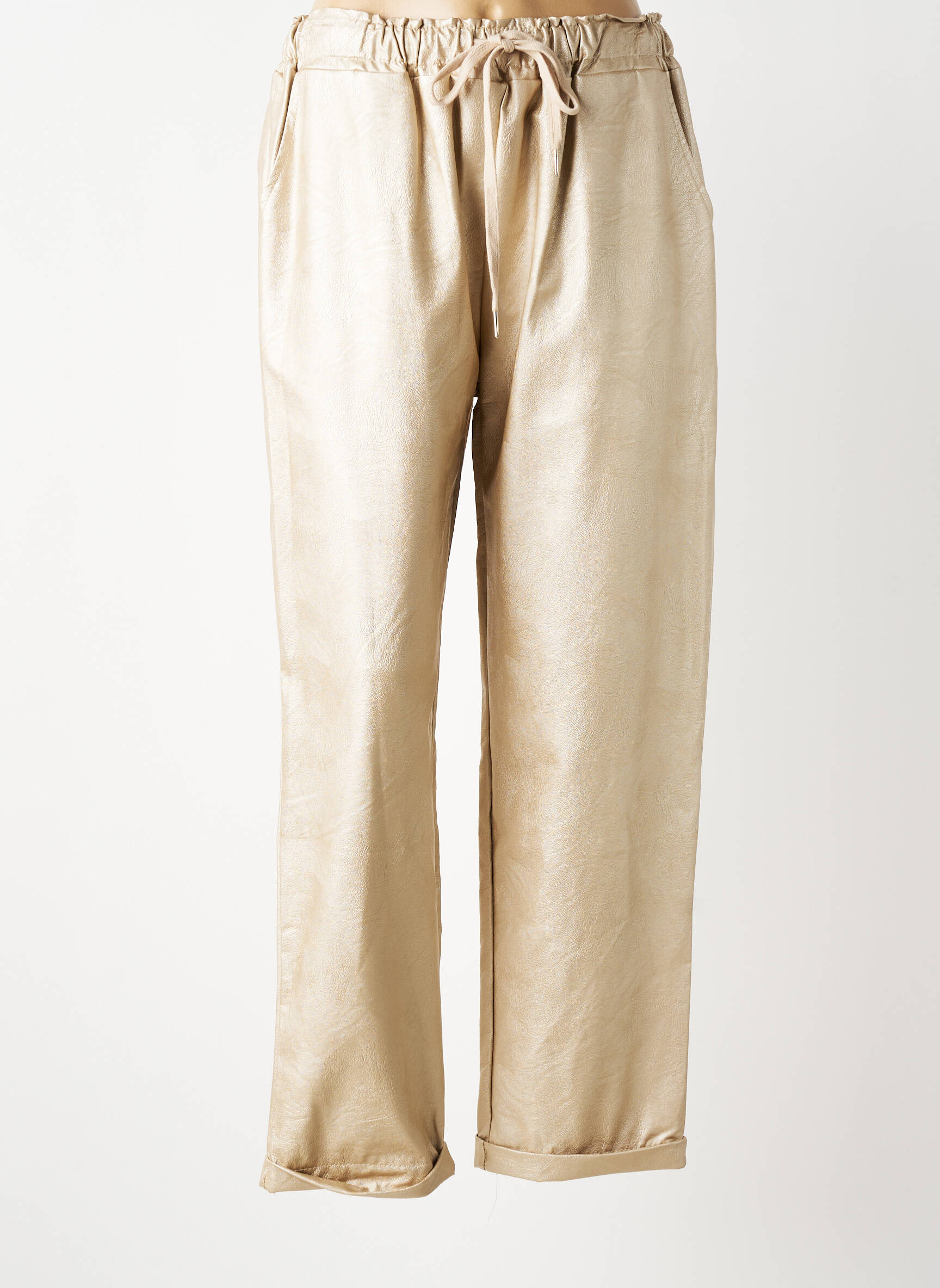 Pantalon droit stretch taille normale beige AROMA femme