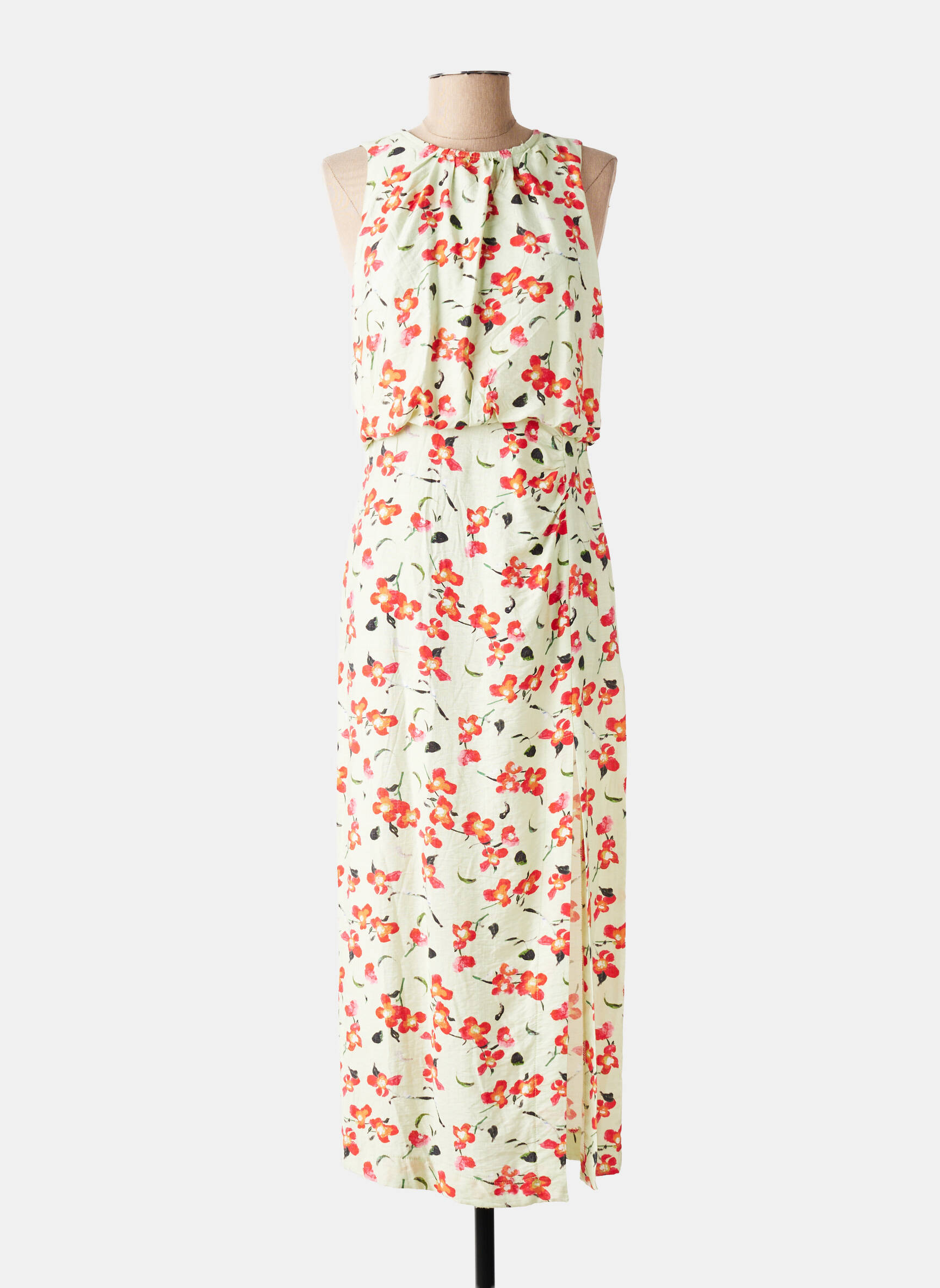 Robe longue imprimé fleurs sans manche vert SEASON femme