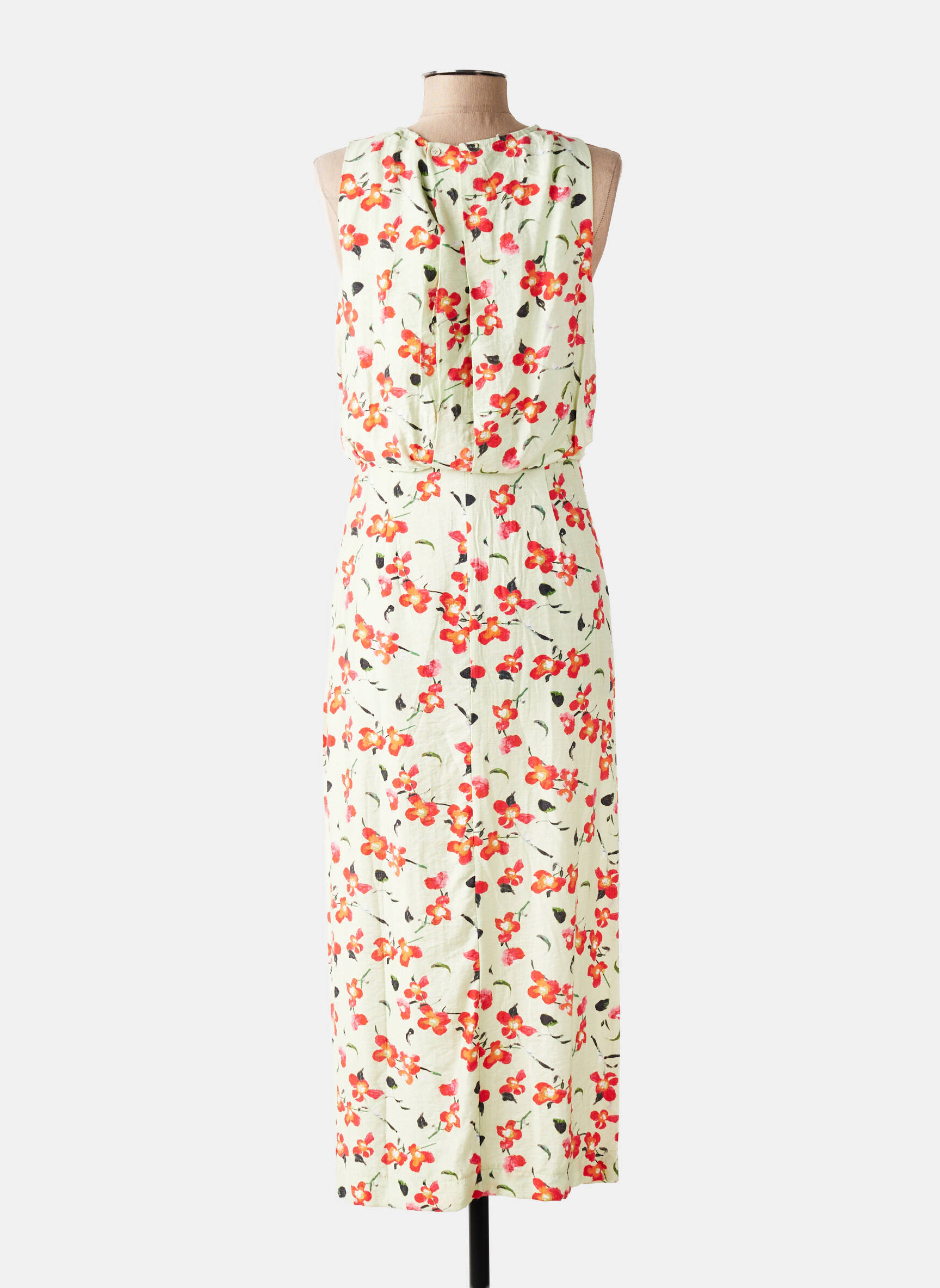 Robe longue imprimé fleurs sans manche vert SEASON femme