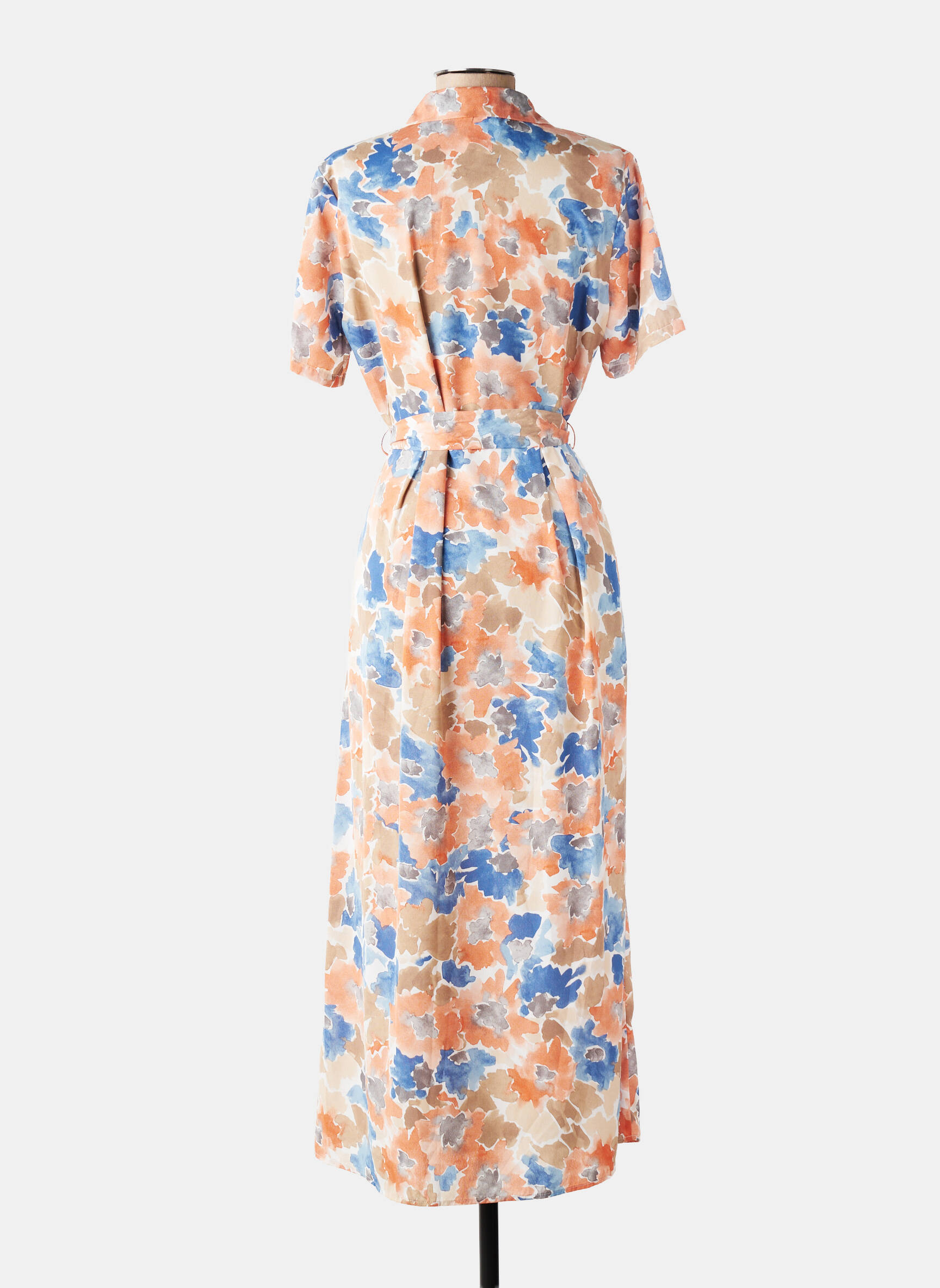 Robe longue imprimé fantaisie manches courtes orange JS MILLENIUM femme