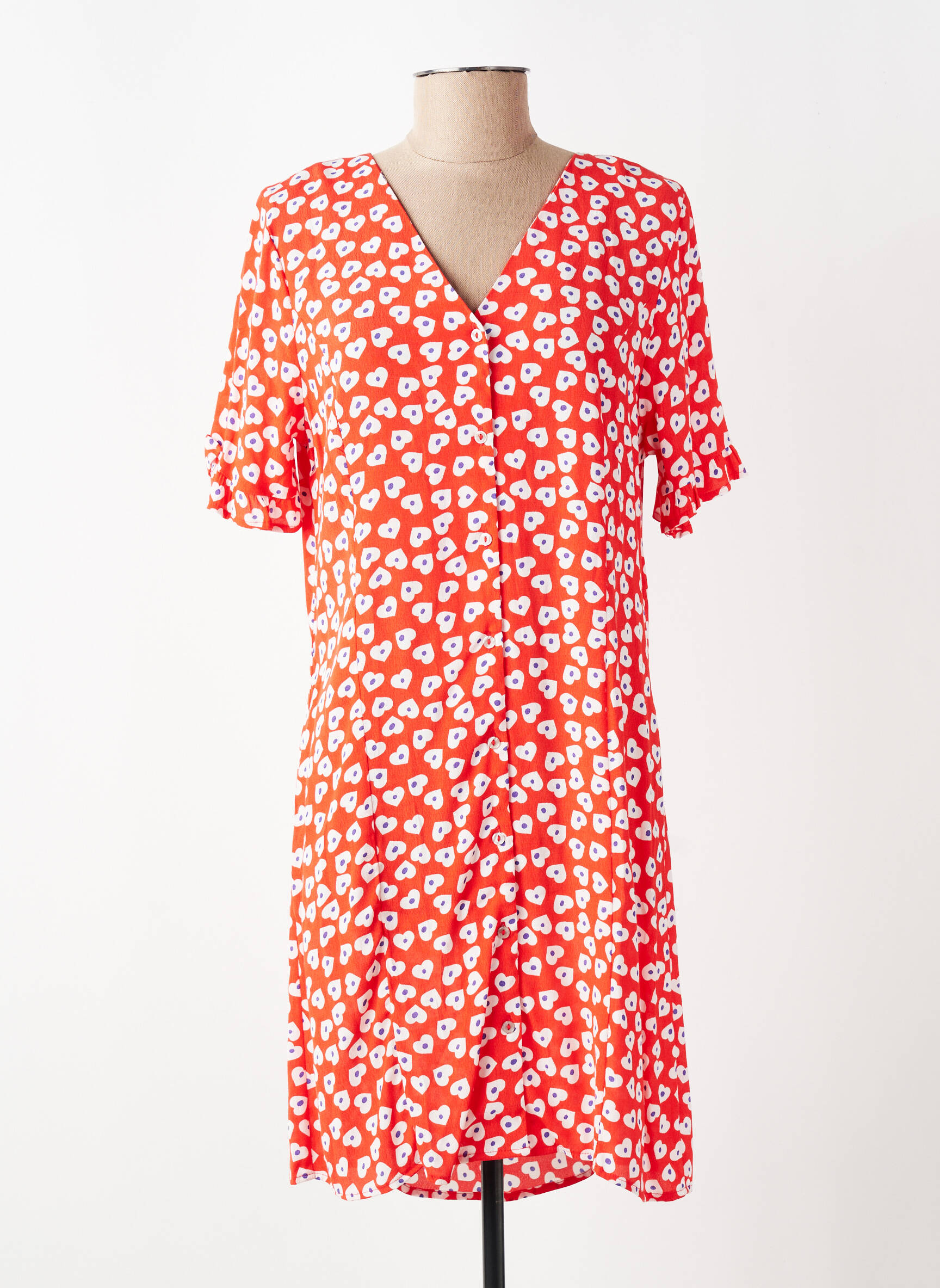 Robe courte manches courtes manches courtes rouge PIECES femme