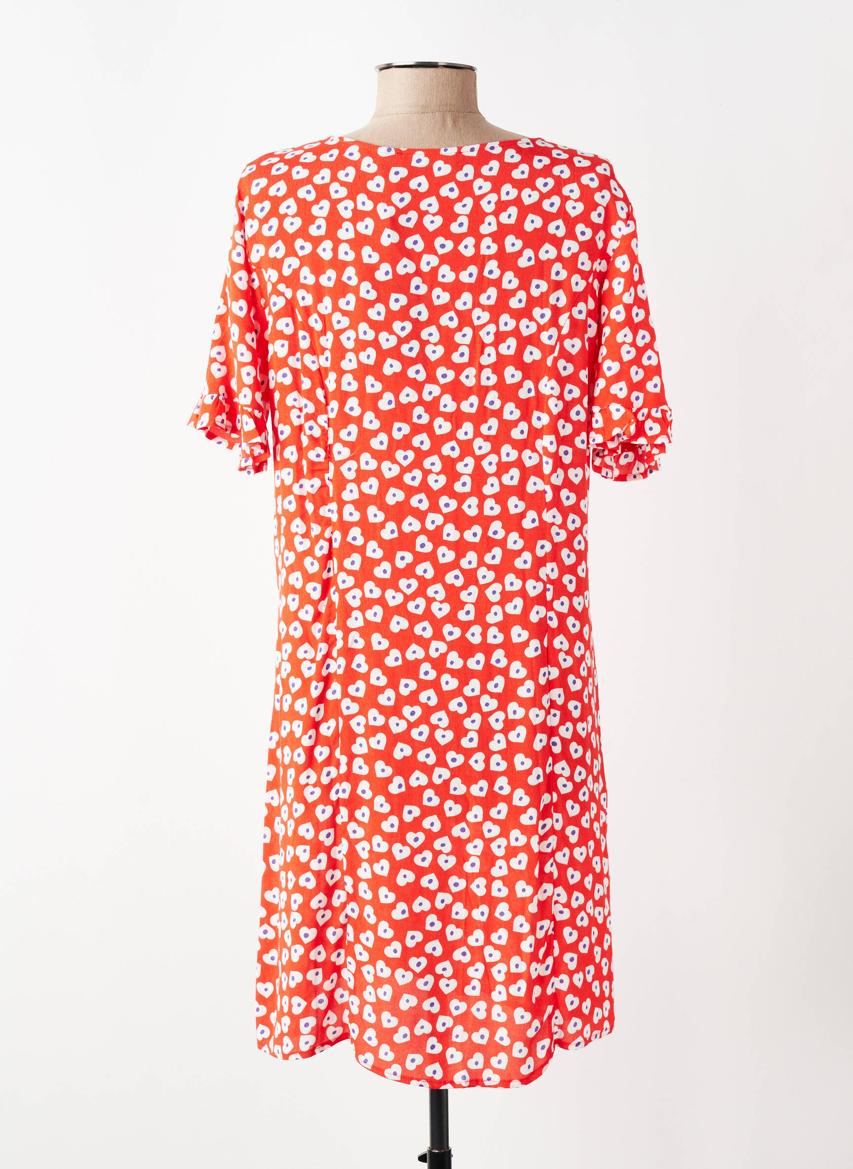Robe courte manches courtes manches courtes rouge PIECES femme