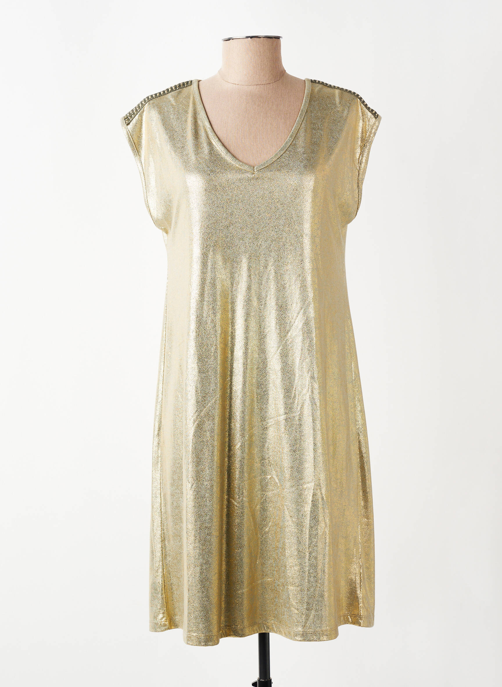 Robe courte manches courtes manches courtes or CREAM femme