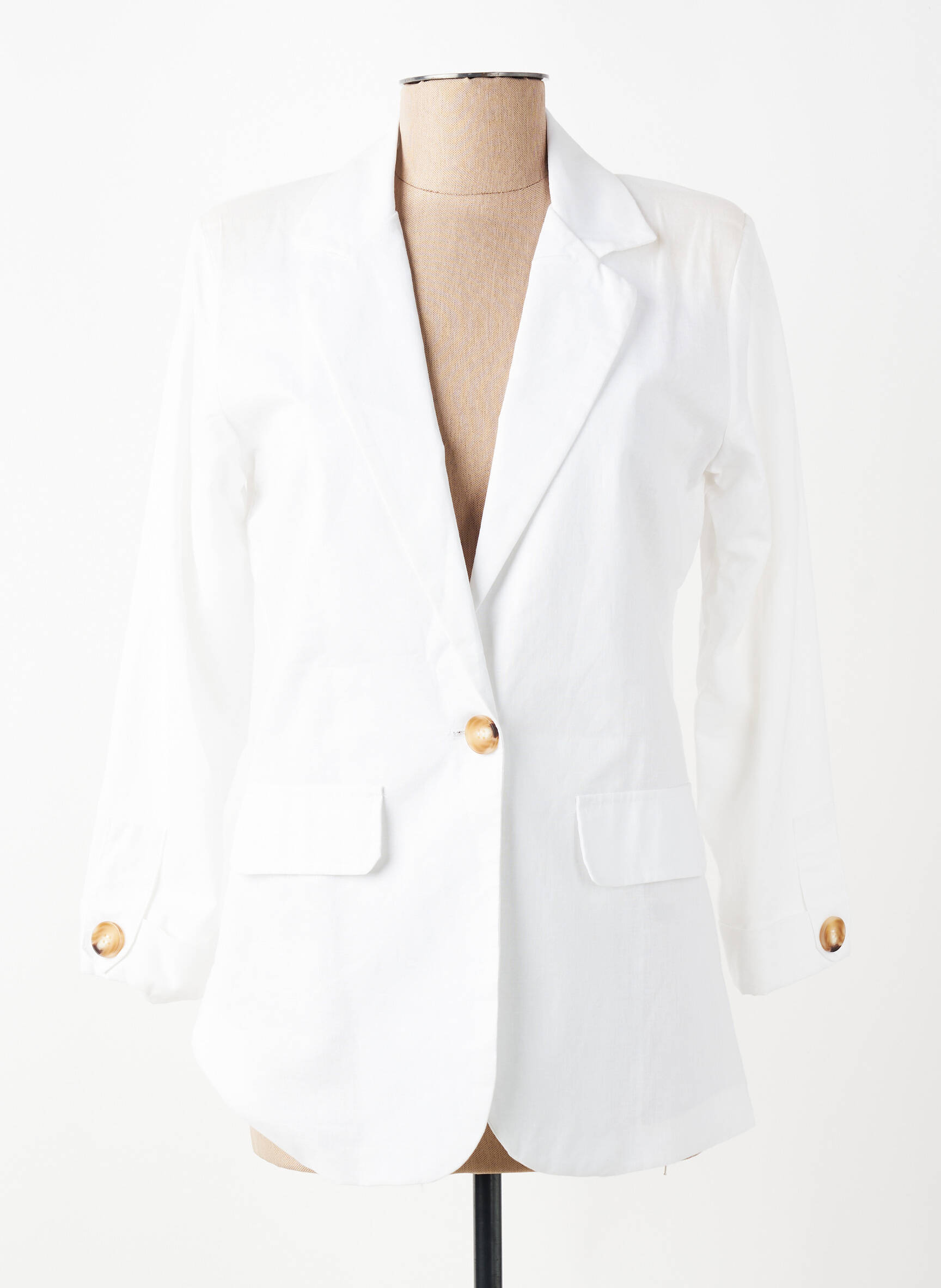 Blazer poches blanc JOLIFLY & JUSTINE Y femme