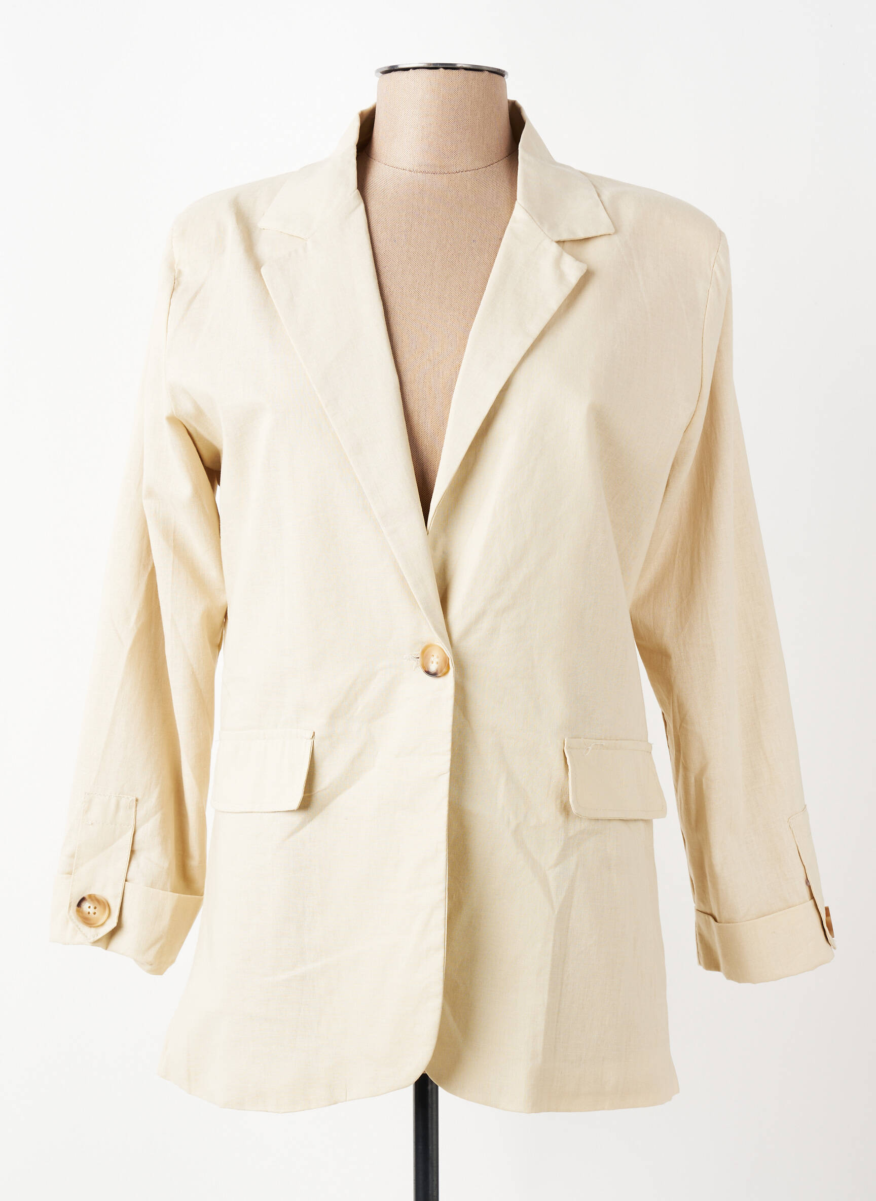 Blazer poches beige JOLIFLY & JUSTINE Y femme