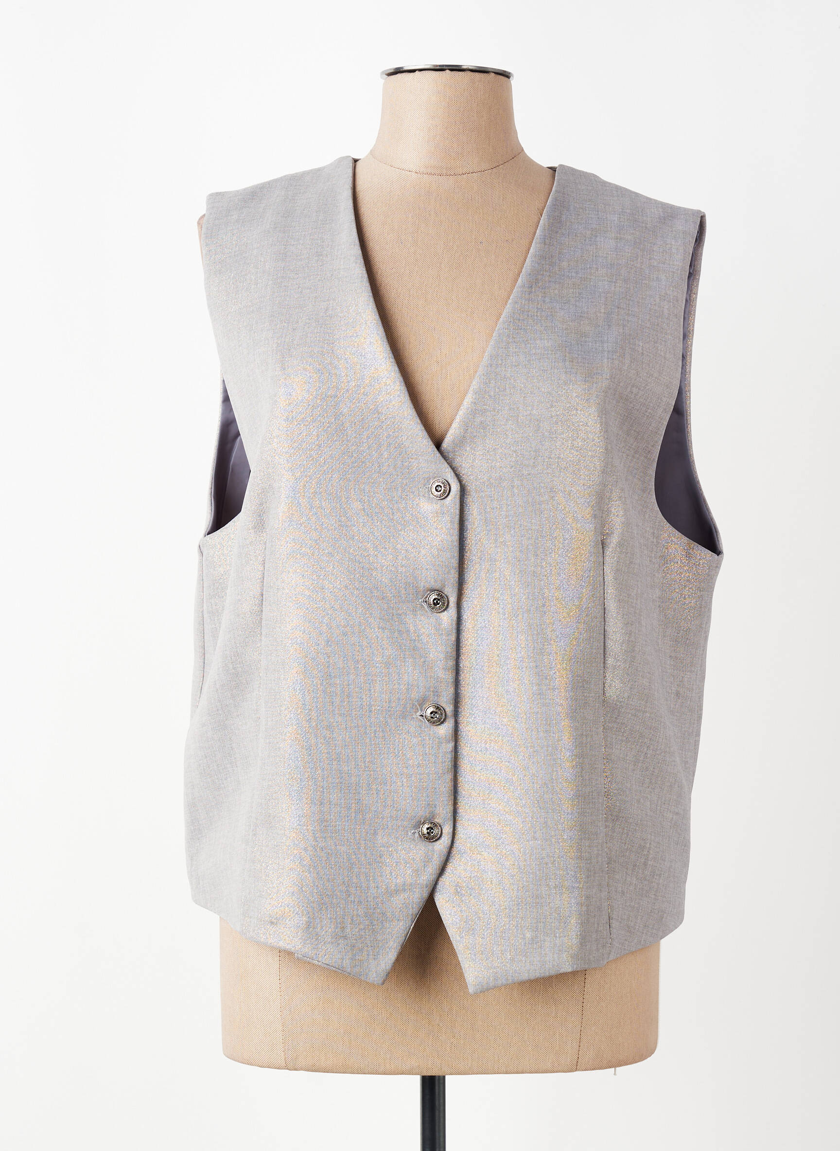 Gilet sans manche coupe droite gris MINA ROSA femme