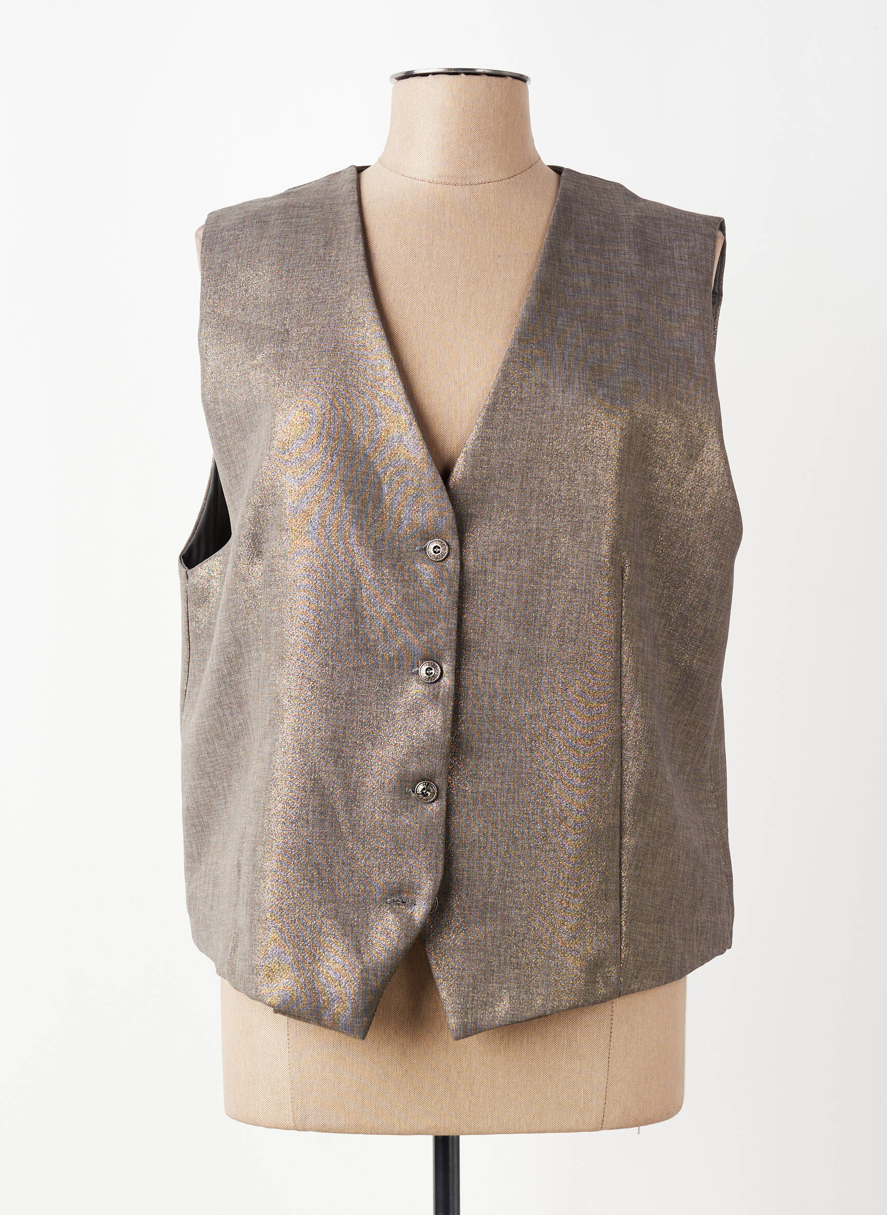 Gilet sans manche coupe droite gris fonce MINA ROSA femme