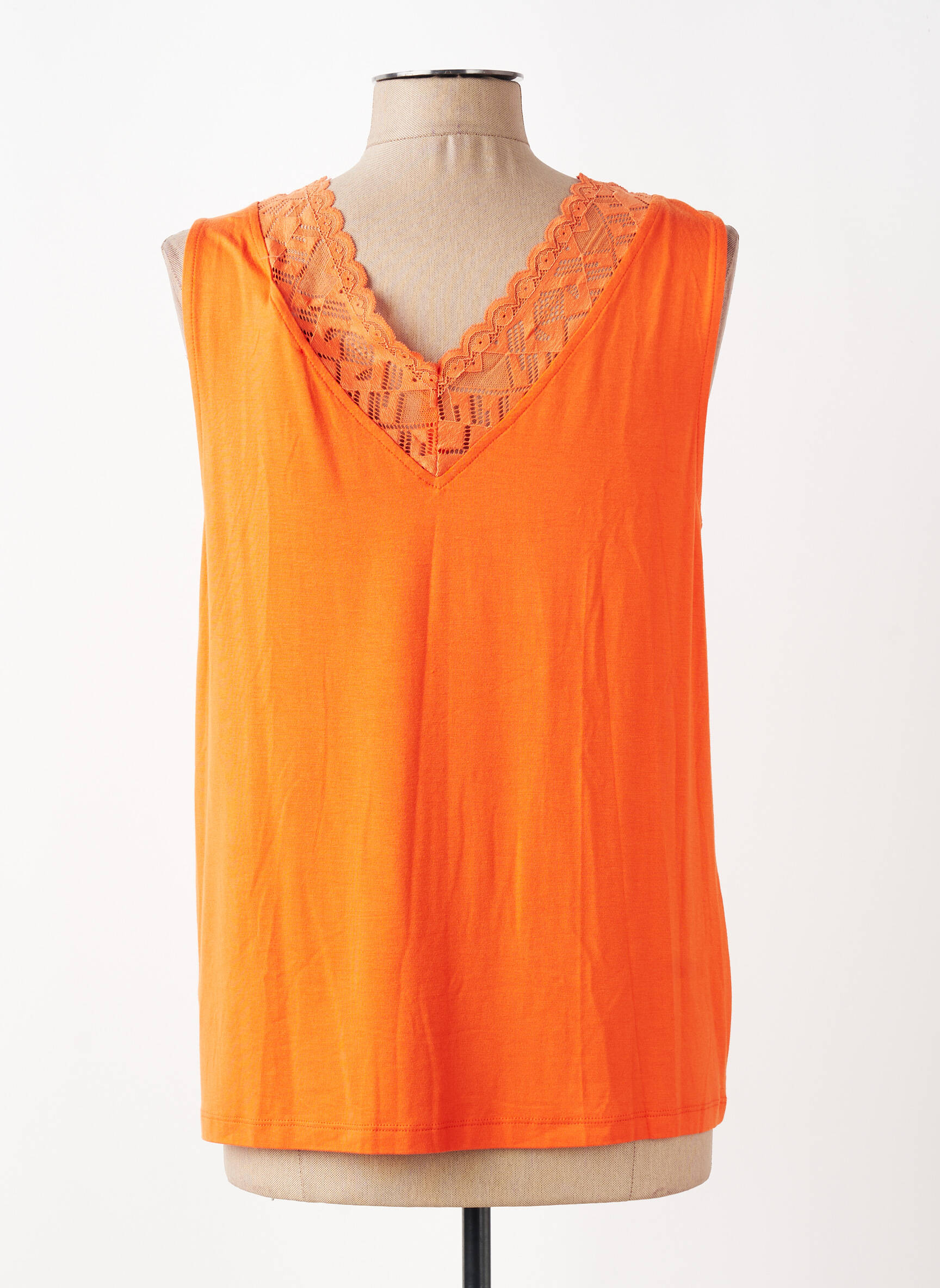 Top stretch sans manche orange CREAM femme