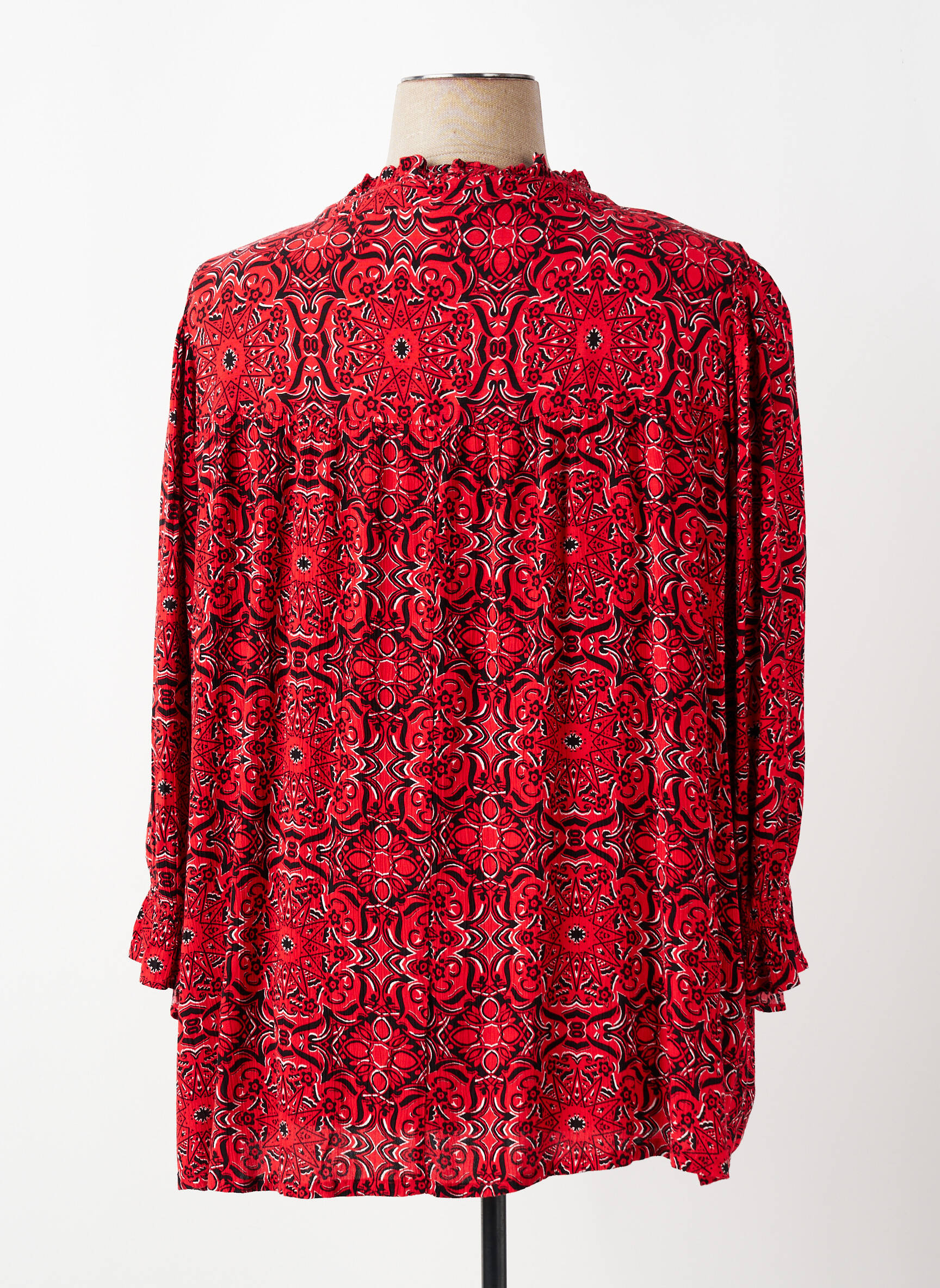 Blouse imprimé fleurs manches longues rouge ONLY CARMAKOMA femme