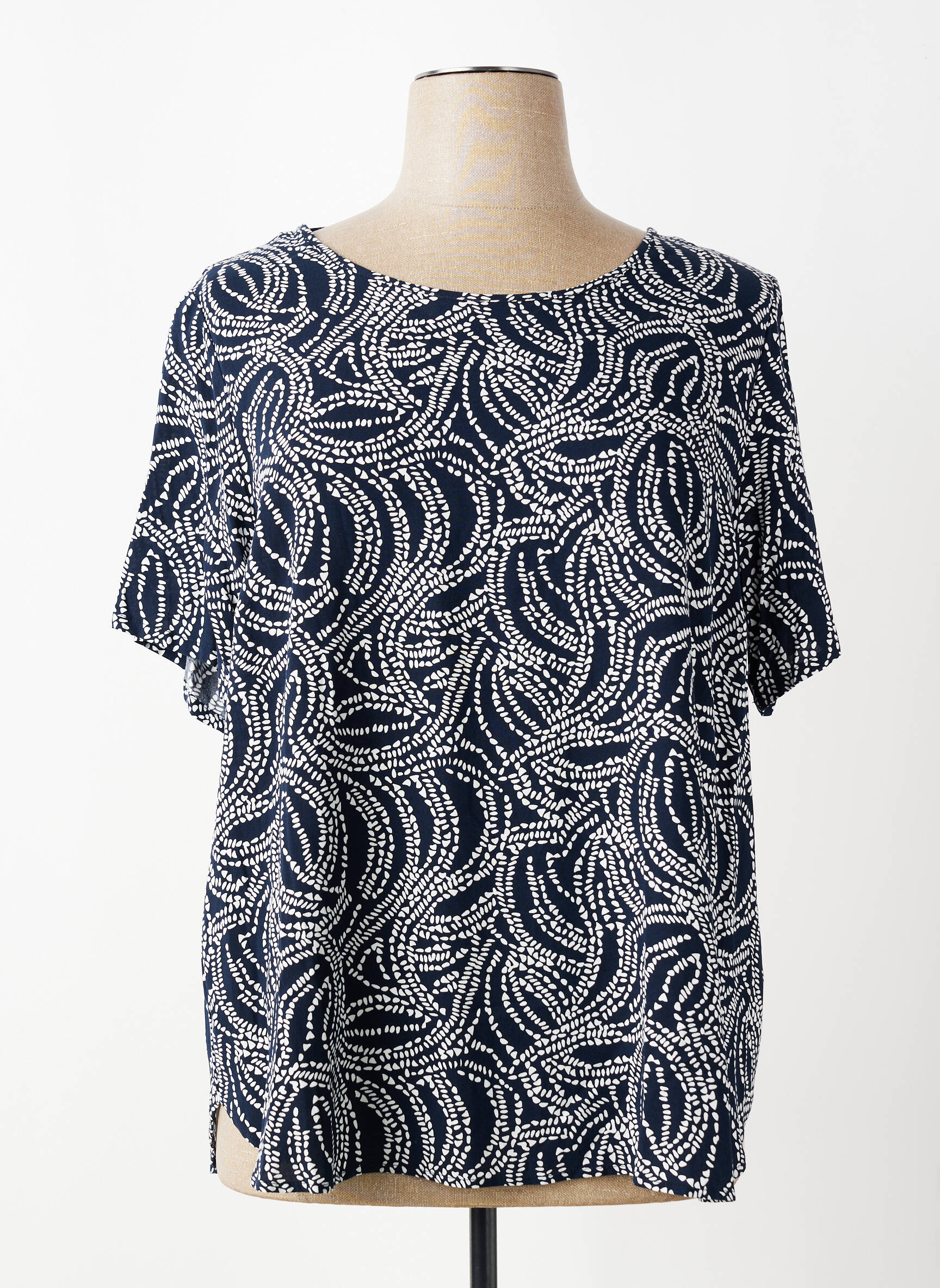 Blouse tissage popeline manches courtes bleu ONLY CARMAKOMA femme