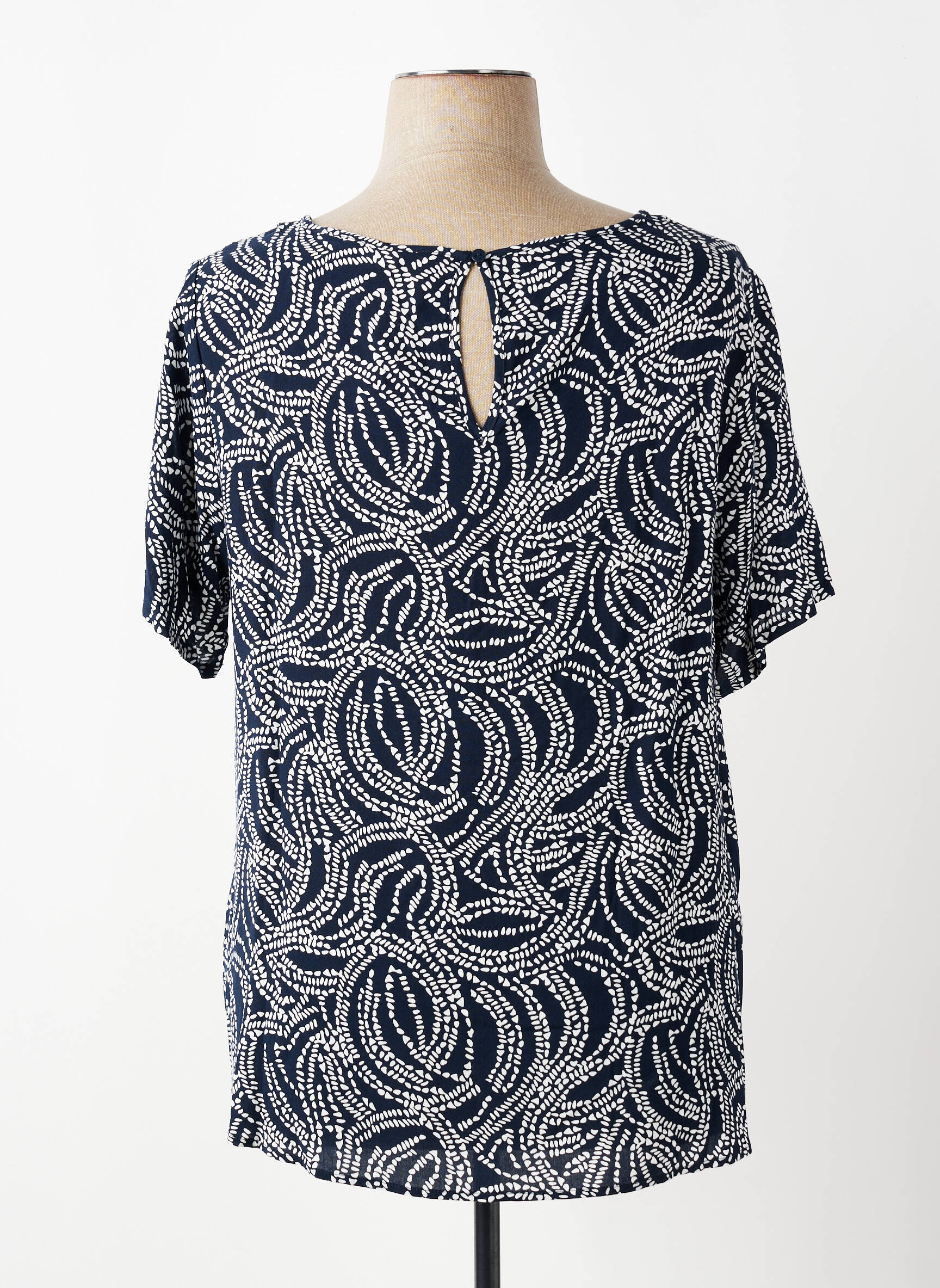 Blouse tissage popeline manches courtes bleu ONLY CARMAKOMA femme
