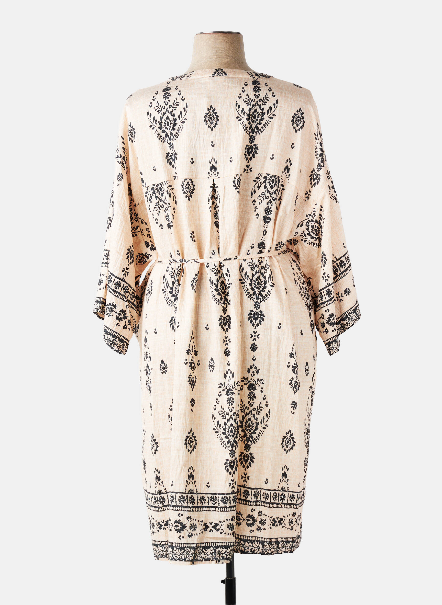 Robe mi-longue coupe fluide manches 3/4 beige ONLY CARMAKOMA femme