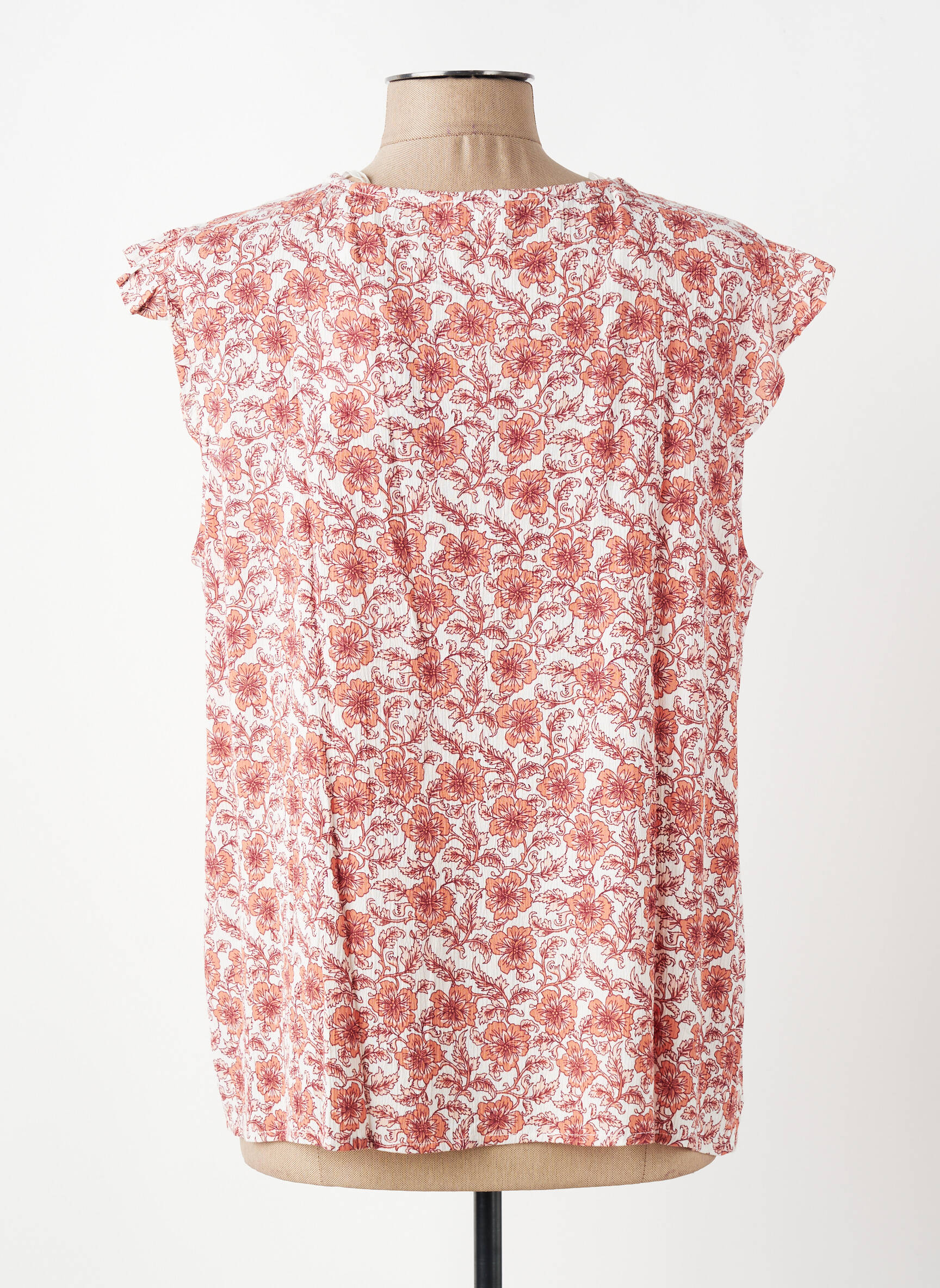 Top tissage crêpe manches courtes orange C'EST BEAU LA VIE femme