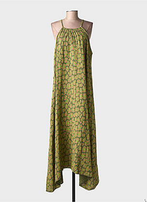 Robe longue manches longues manches longues vert FARFALLA femme