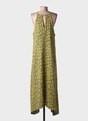 Robe longue manches longues manches longues vert FARFALLA femme