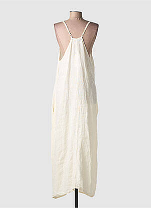 Robe longue tissage crêpe fines bretelles beige MADE IN ITALY femme