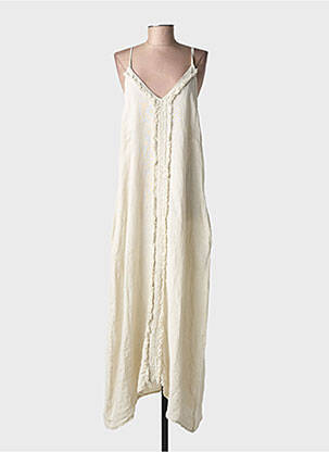 Robe longue tissage crêpe fines bretelles gris MADE IN ITALY femme