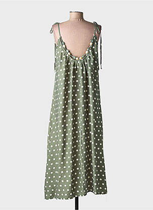 Robe longue tissage crêpe fines bretelles vert KIKKERLAND femme