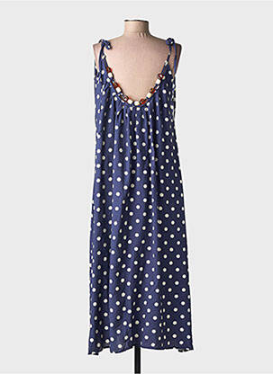 Robe longue tissage crêpe fines bretelles bleu KIKKERLAND femme