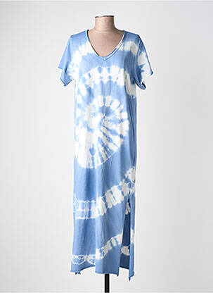 Robe longue manches courtes manches courtes bleu FARFALLA femme
